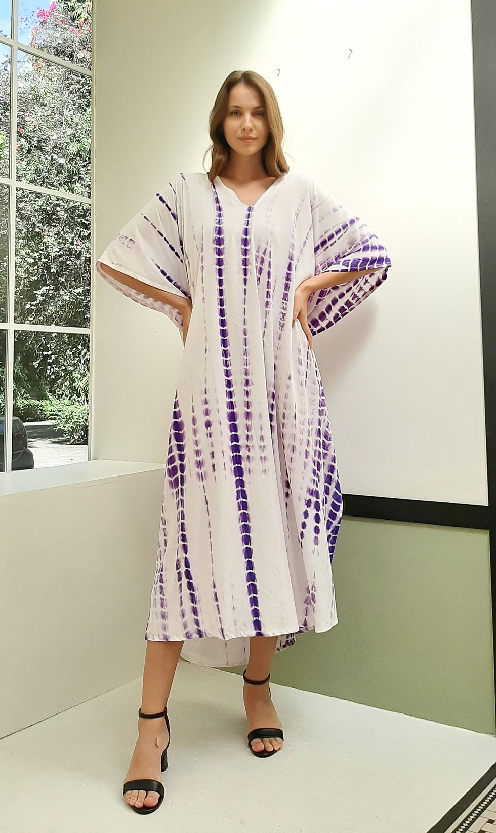 Miniature : Purple kaftan cotton- summer beach wear caftan plus size