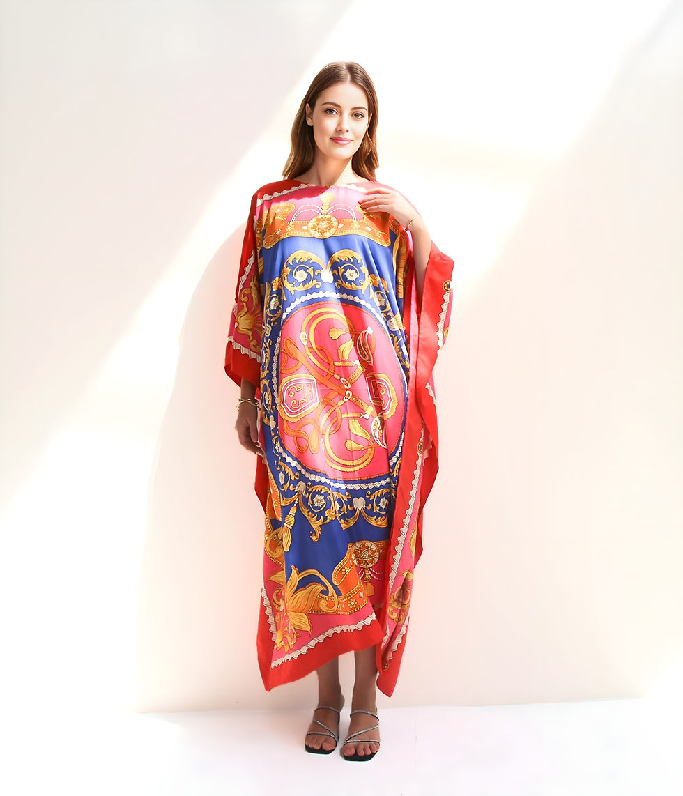 Thumbnail: Fancy kaftan silk dressing gown wedding maxi caftan- Gift for Christmas