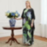 Lotus kaftan dresses- Black kaftan designer luxury-resort caftan silk