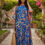 Miniaturbild: Blue Kaftan Garden & Tree Print Theme : Silk Twill, Custom Length Dress Gift
