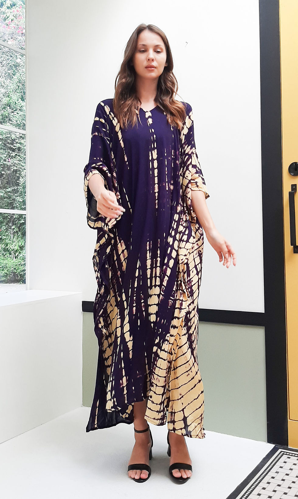 Thumbnail: Tie Dye Purple kaftan cotton- summer beach wear caftan plus size