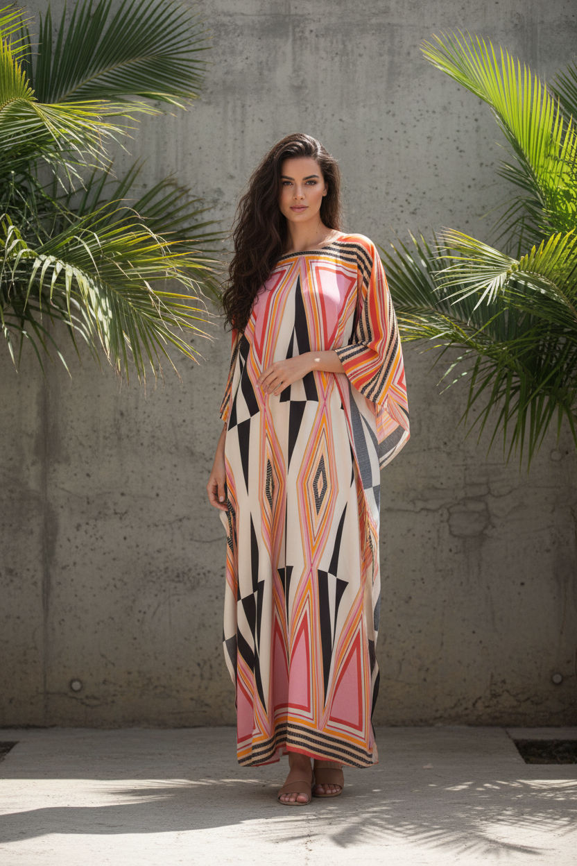 Miniaturbild: Rayon kaftan for beach dress, summer lounge wear simple wear