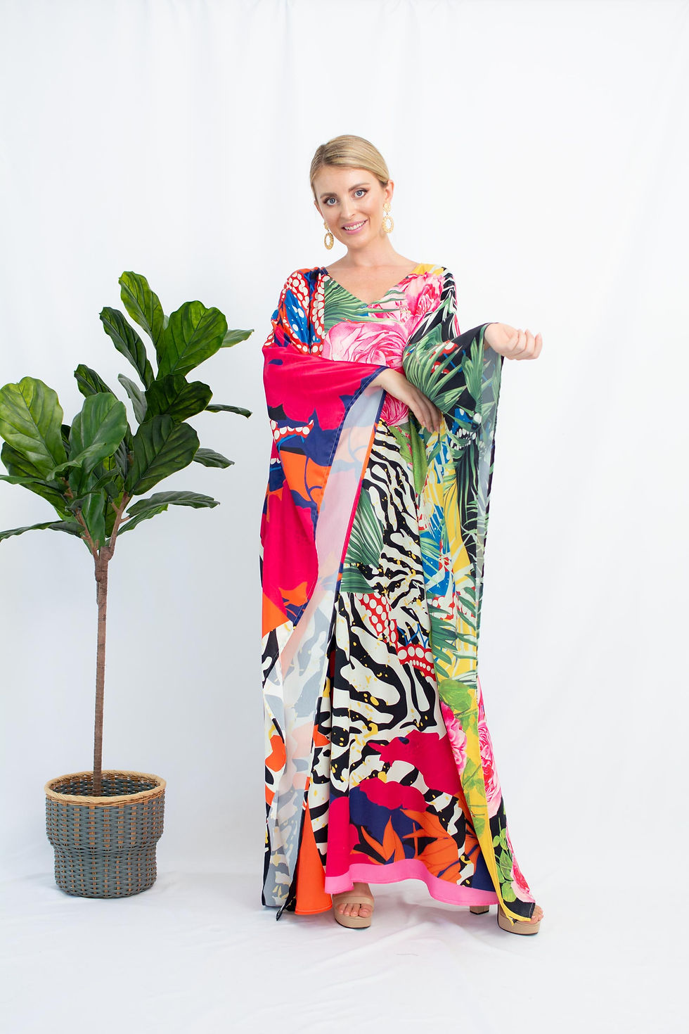 Miniature : Colorful Kaftan Maxi Dress, Full Length Kaftan Plus Size, Resort Wear Kaftan