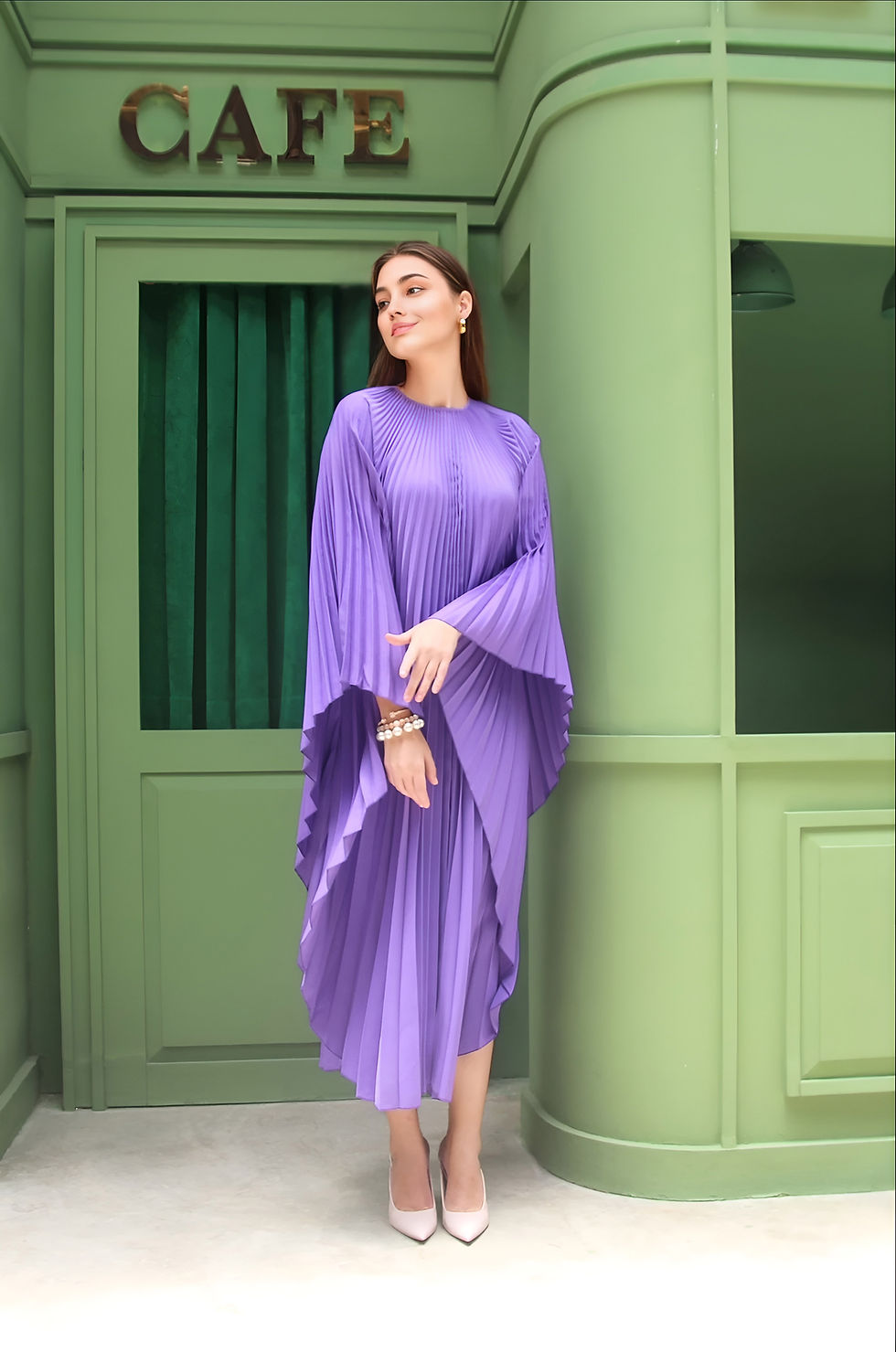 Miniature : purple kaftan dressing gown- Christmas gift kaftan for Mum- Pleated Caftan Dress