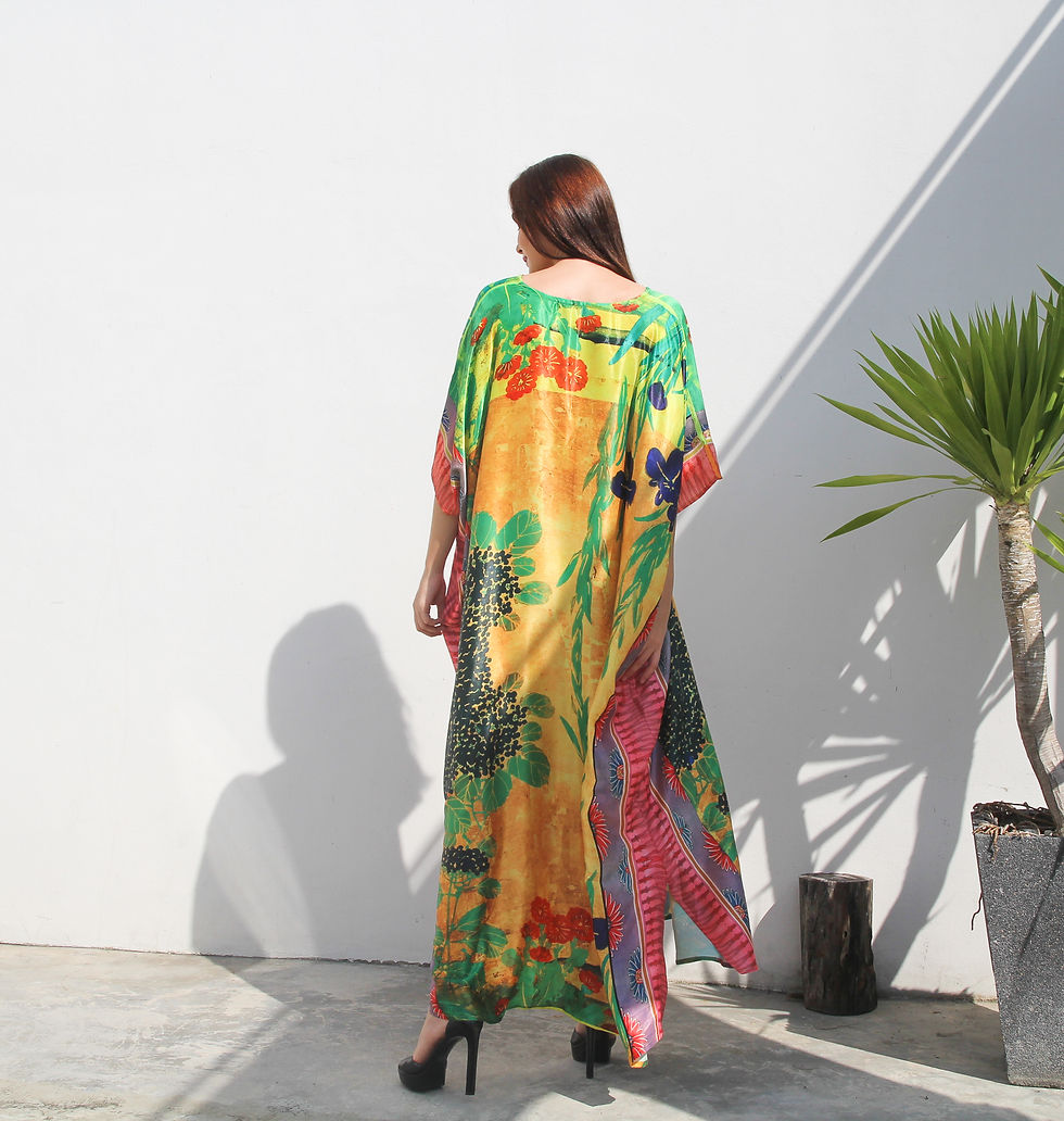 Thumbnail: Gold Kaftan Silk Kaftan Full Length, Yellow Kaftan Beach Wear, Summer Kaftan