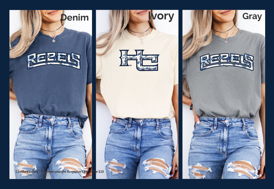 Comfort Colors Floral HC/Rebels Logo Tees