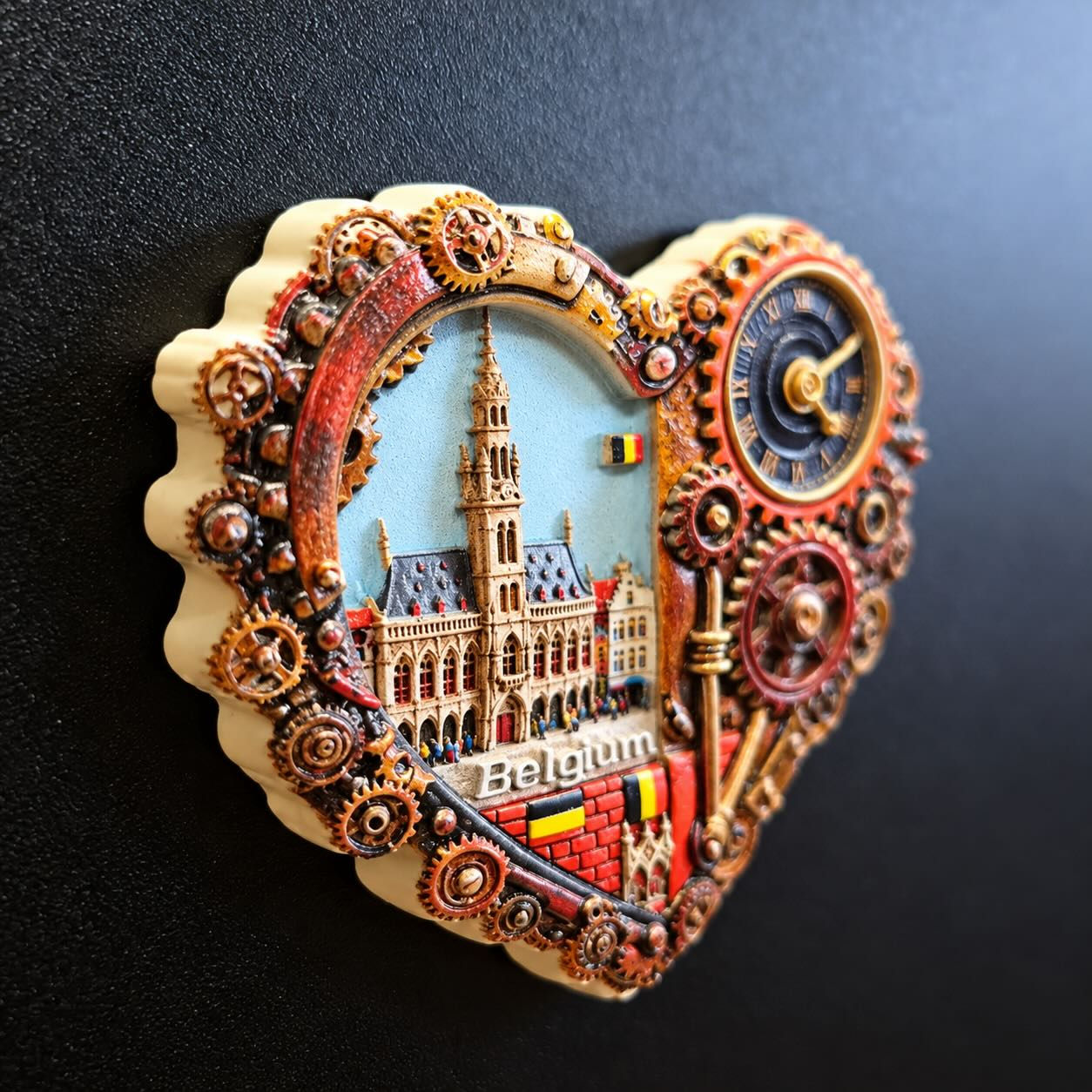 ๐ง๐ช Belgium 3D Heart Clock Souvenir Fridge Magnet โฌ5.99