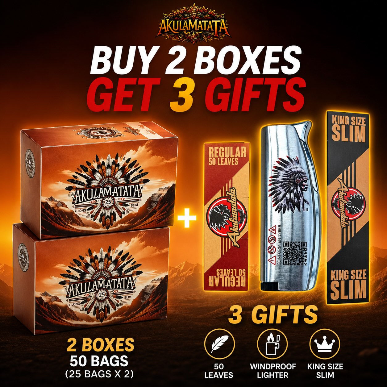BUY 2 GET 3 GIFTS Akulamatata Slim X-Long Filters €24.49