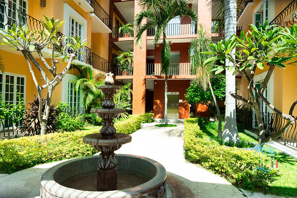 Beautifully manicurd gardens at Pueble Real Huatulco