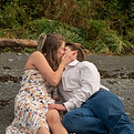 A couple kissing on the beach