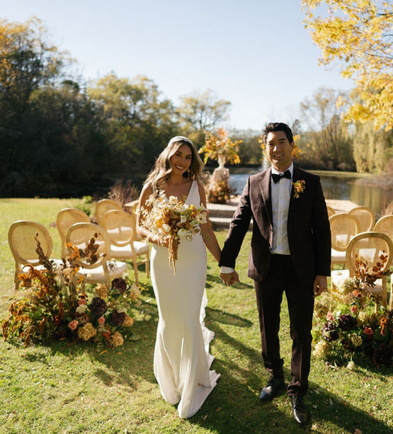 couple smiling after wedding at fairview 1855 niagara falls wedding venue