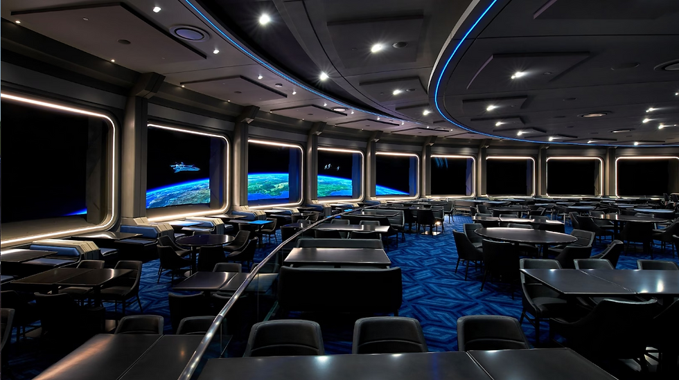 Salaão do Space220 que parece estar acima da Terra