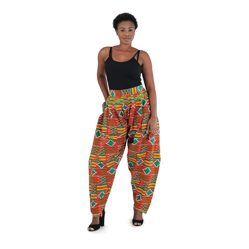 Pleated Pants: Red Kente