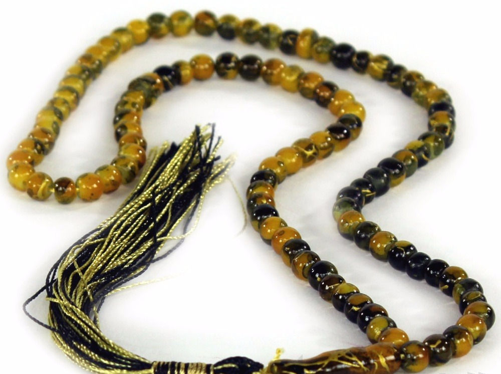 100 prayer beads - Orange Black Mix