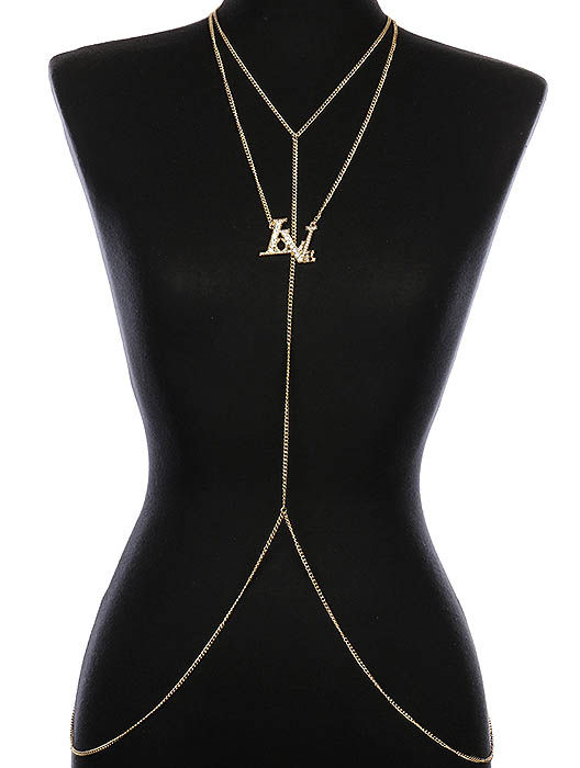 Love Pave Crystal Stone Body Chain
