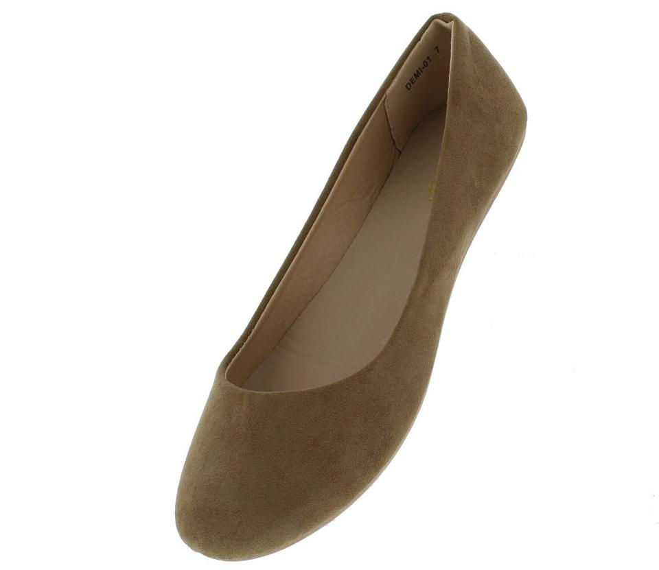 TAUPE ROUND TOE BALLET FLAT
