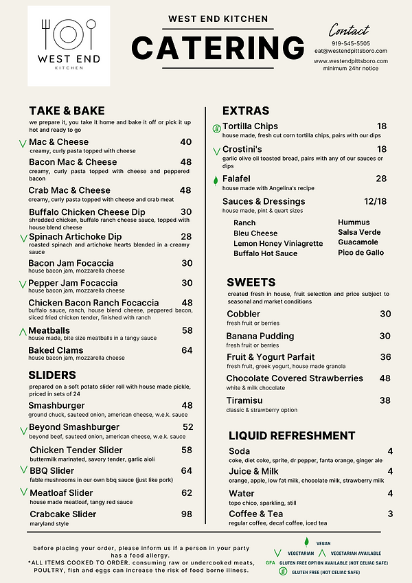 Catering Menu