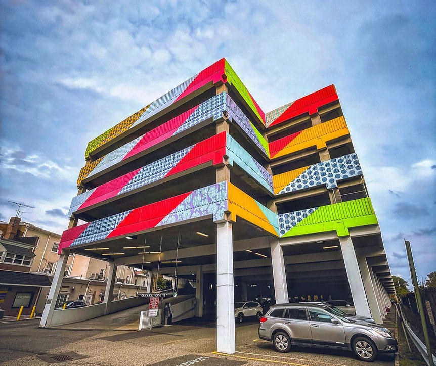 Colorful mural on building