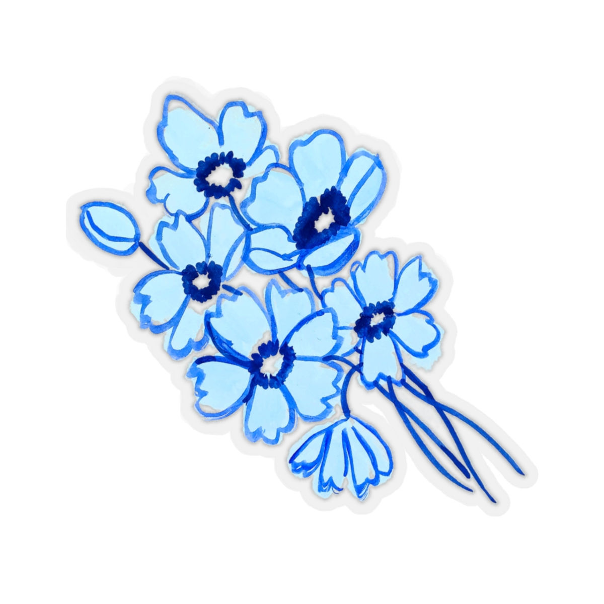 Blue Wildflower Bouqet Vinyl Sticker