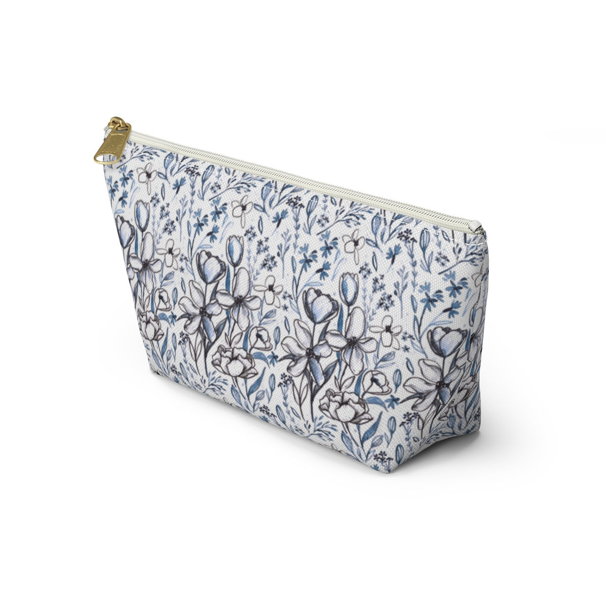 Charcoal + Watercolor Wildflower Accessory Bag