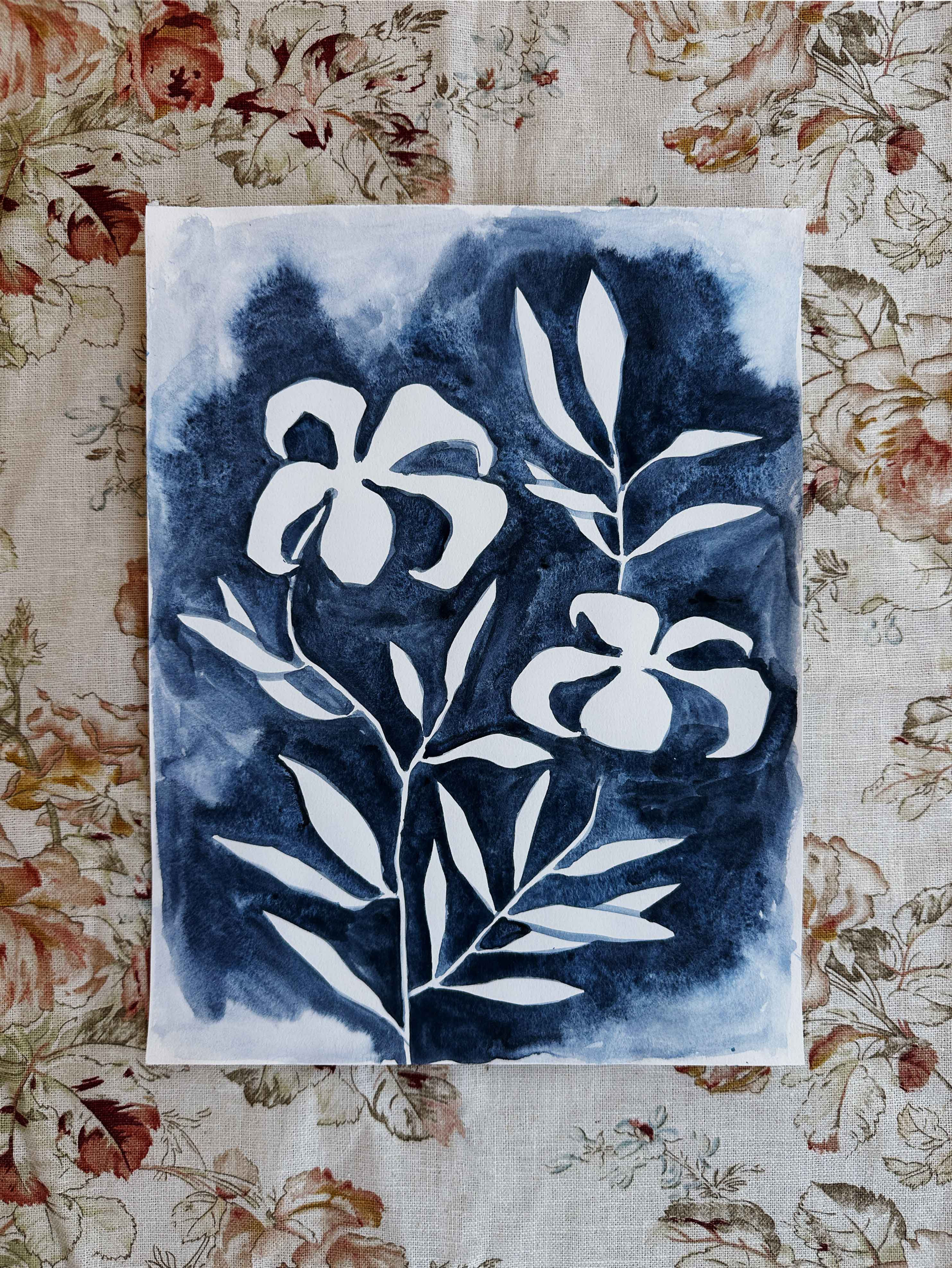 "Midnight Botanica" Original Painting, unframed