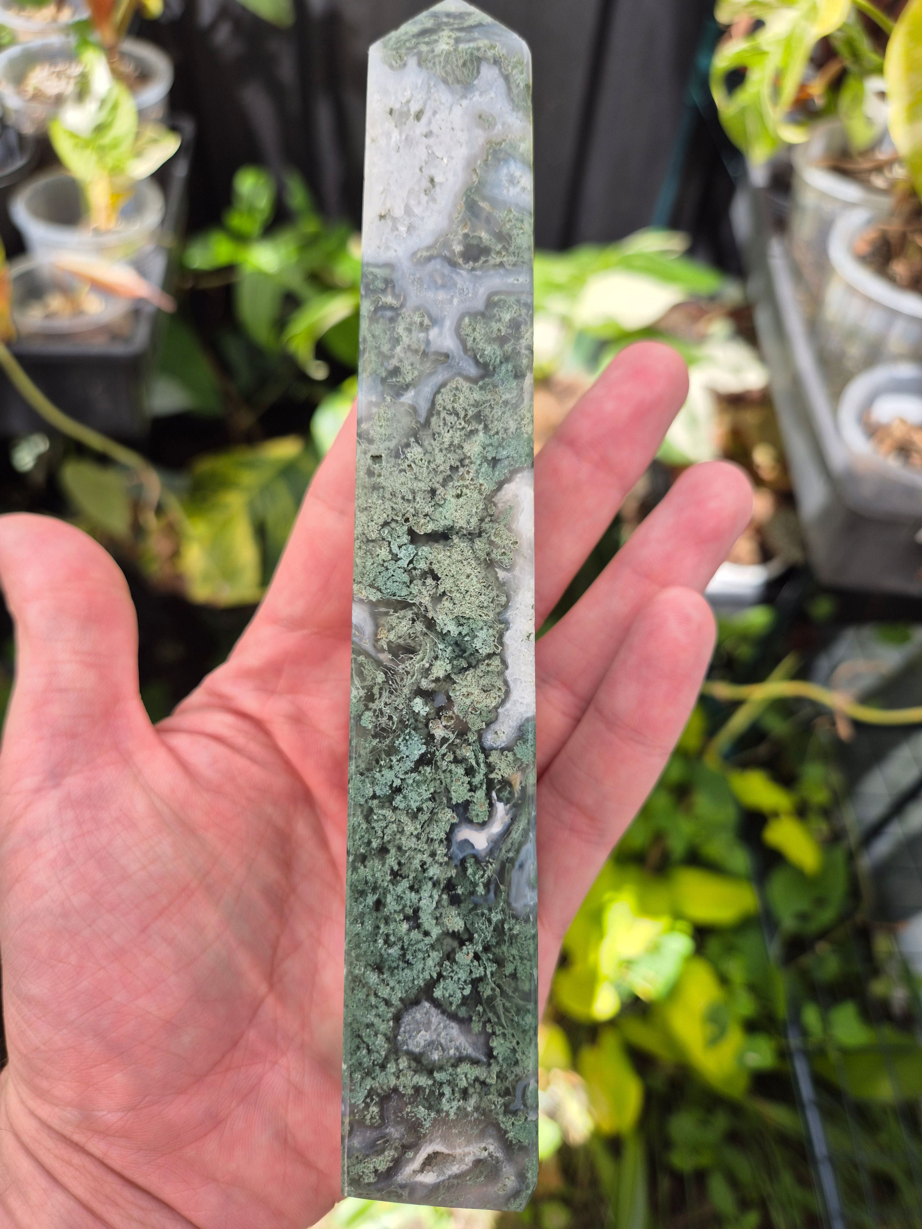 Moss Agate Obelisk