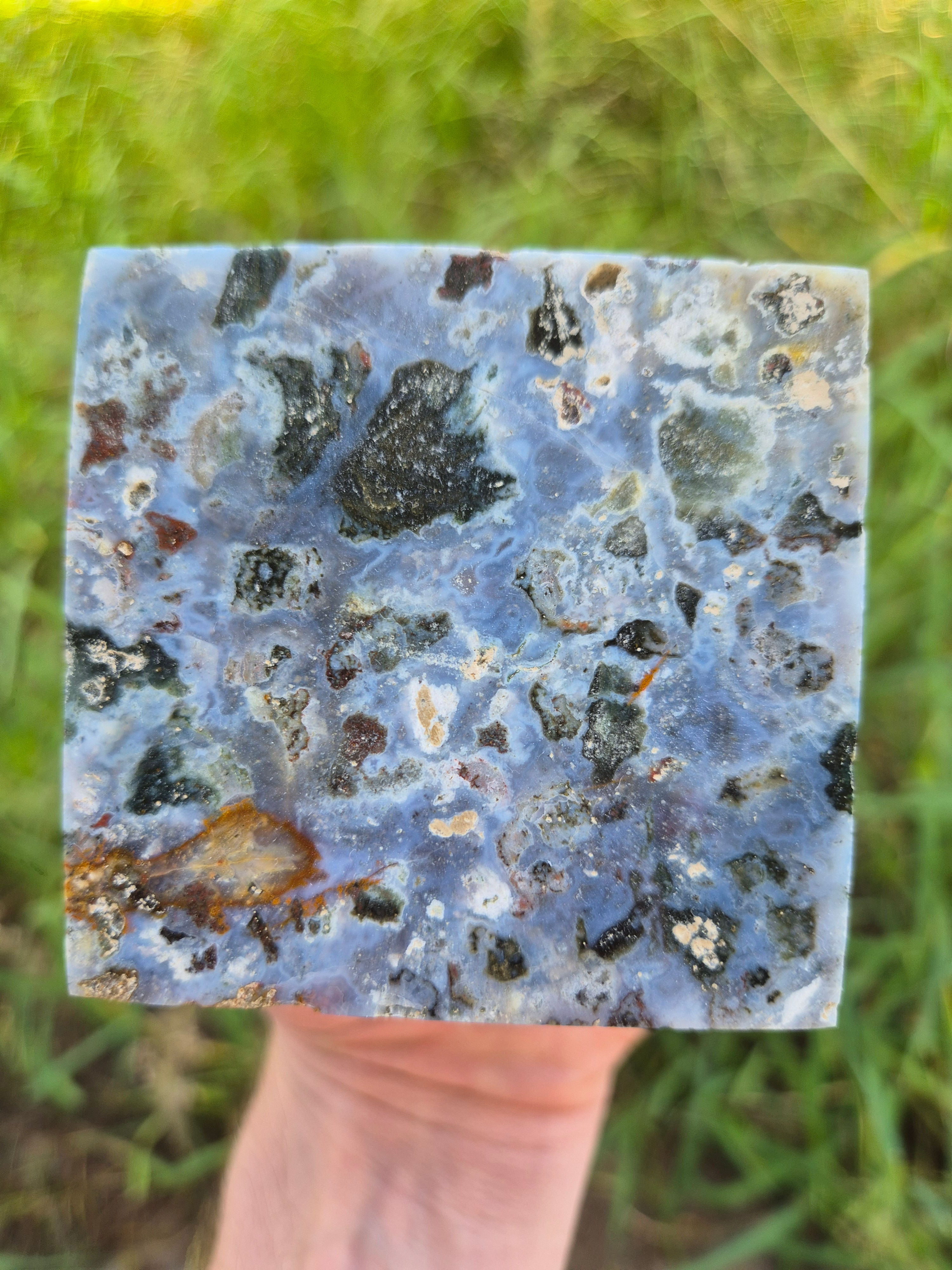 Large Agate and Jasper Floating Cube