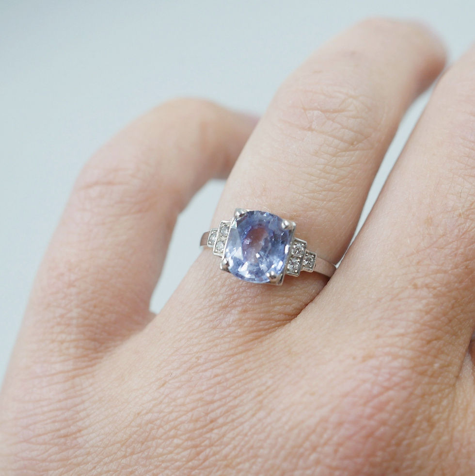 Miniature : Bague Art déco platine, saphir et diamants