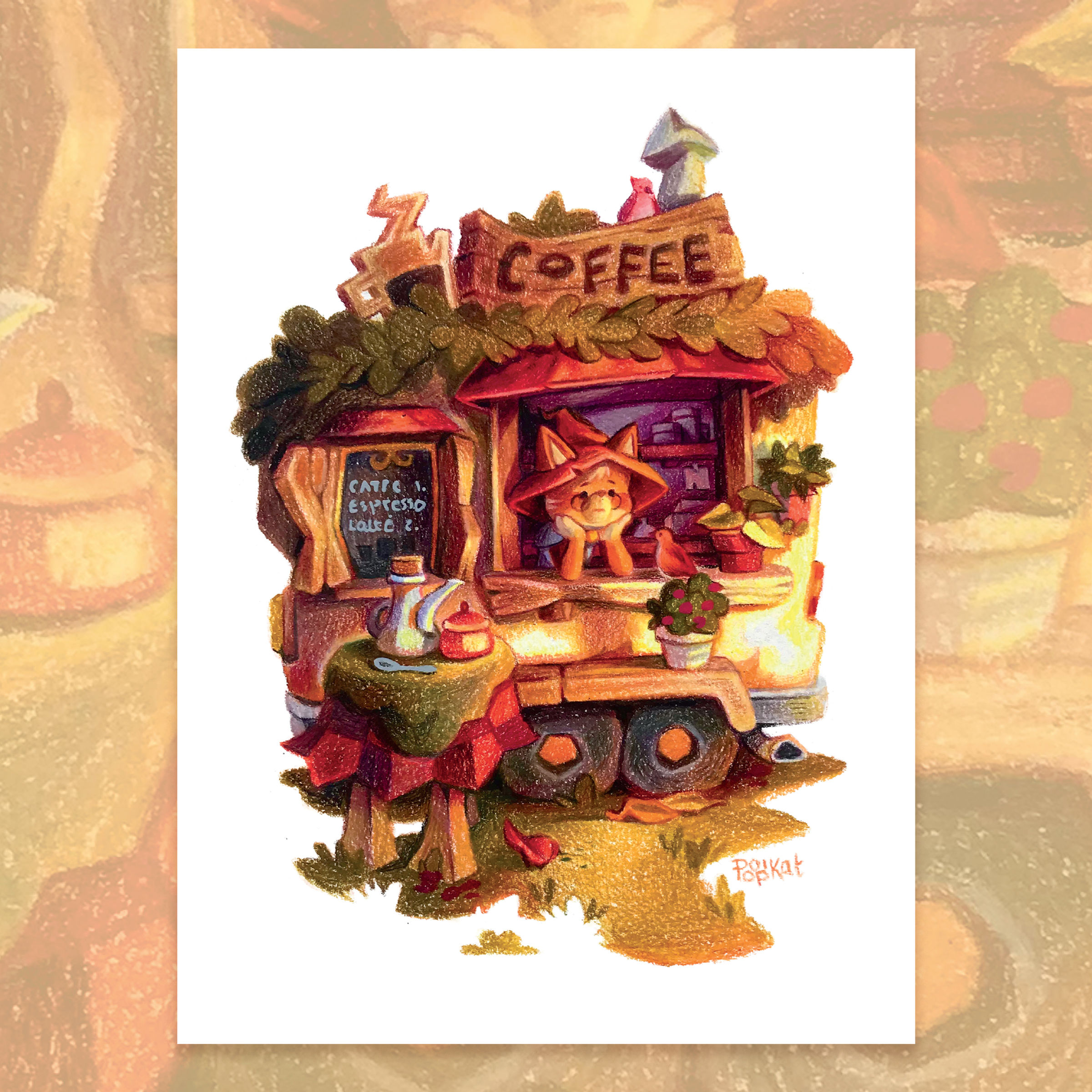 Cat Coffee Buggy | 5"x7" Print
