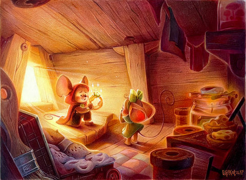 Mouse proposing to other mouse with a human-sized ring