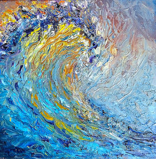 Abstract, impasto ocean wave, oil on canvas