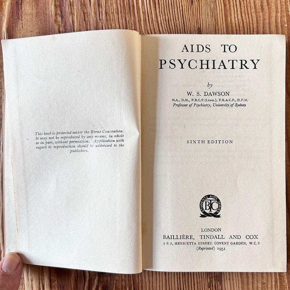 Thumbnail: Aids to Psychiatry by W S Dawson c1951 2