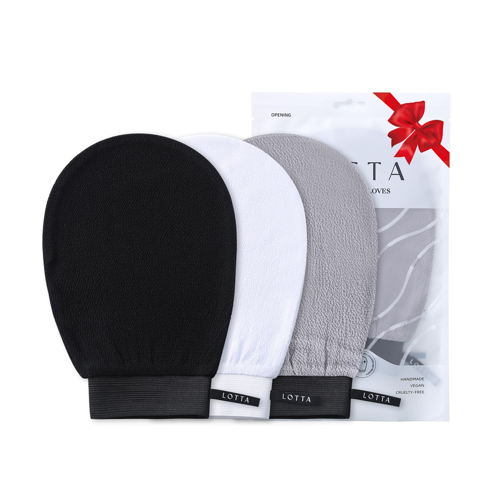 LOTTA Exfoliating Glove 3 Pcs Exfoliator Mitt Body Scrub 120D 150D 250D Shower B