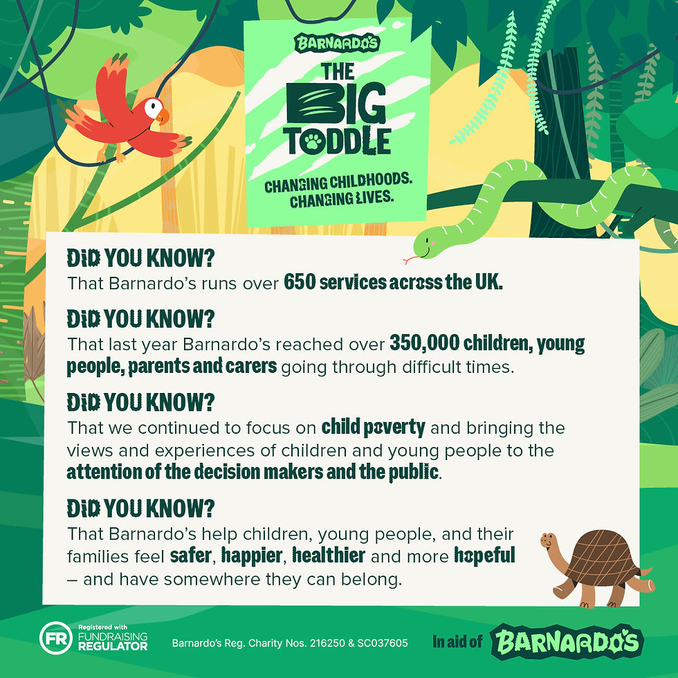 Little explorers can join The Big Toddle at Fife Zoo on 25th June 2026, with safari-themed activities, certificates and fundraising for Barnardo’s.