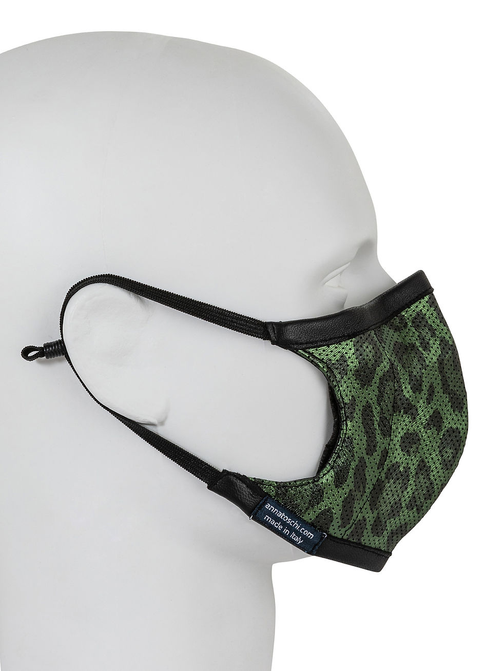 Miniatura: AT-MASK mascherina in pelle fashion leopardo vista laterale 2, fashion leather mask leopard side view 2