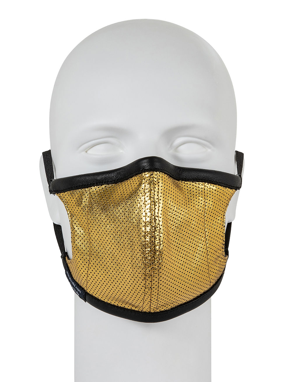 Thumbnail: AT-MASK mascherina in pelle fashion oro vista frontale, fashion leather mask gold front view