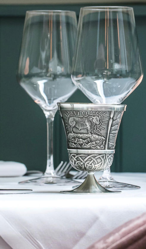 Queen Meabh pewter water goblets Myrtle Restaurant.jpg