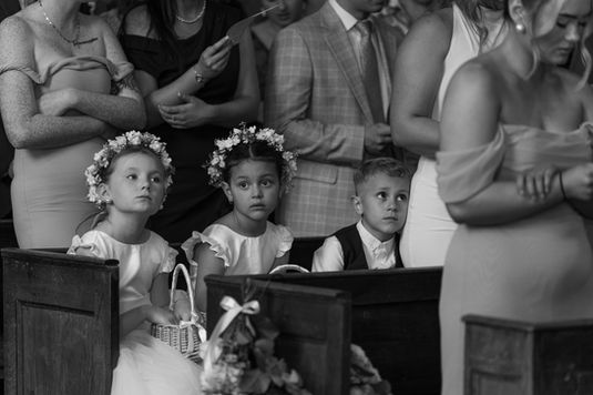 children gazing at the wedding ceremony