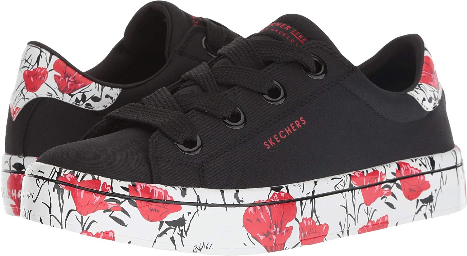 Sketcher Street Red Flower Shoes