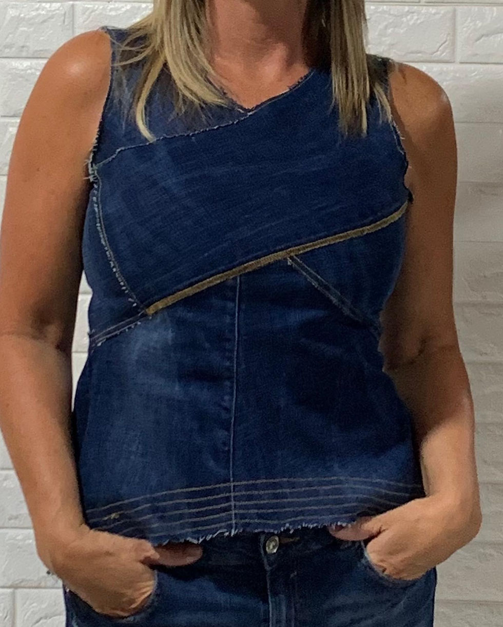 Thumbnail: Upcycled Handmade Denim Top