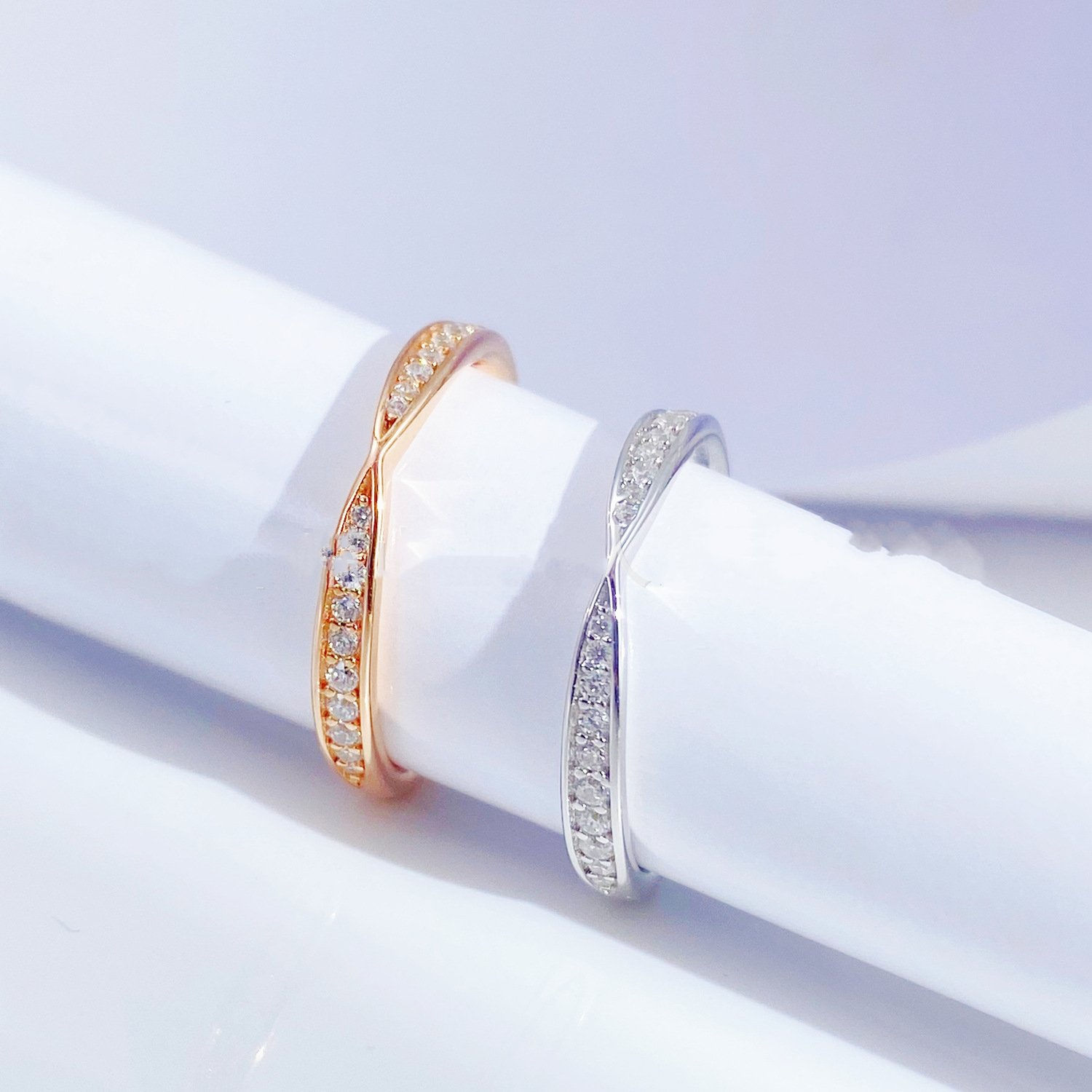 Sterling Silver Cross Diamond Ring for Women
