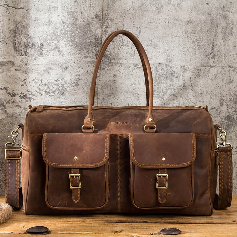 Retro Crazy Horse Cowhide Large Leather Travel Bag