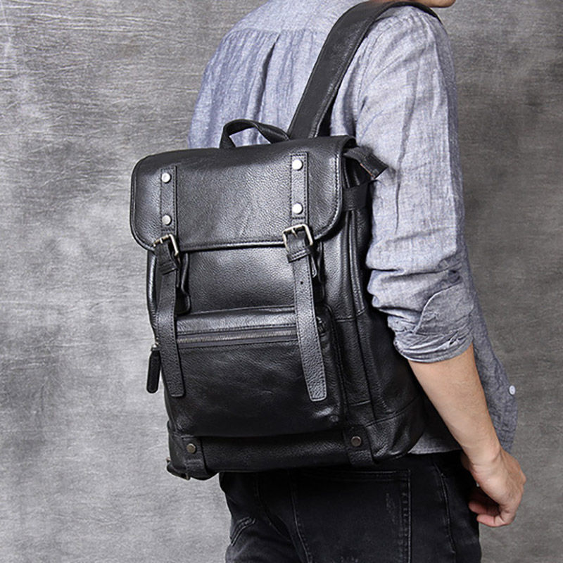 Men's Casual Top Layer Cowhide Backpack