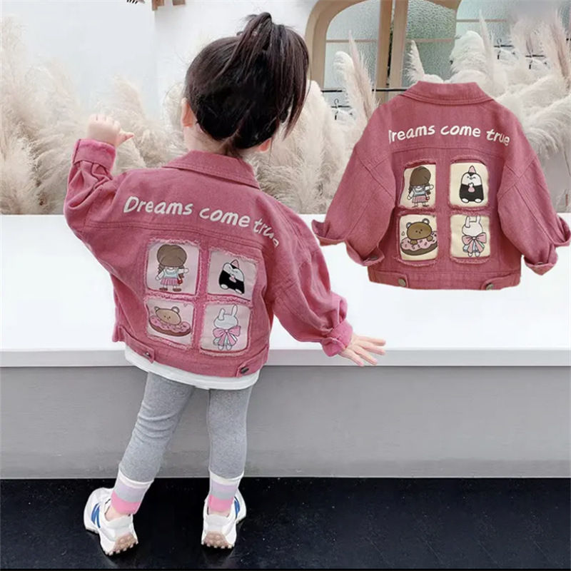 Korean Style Cartoon Denim Jacket for Girls