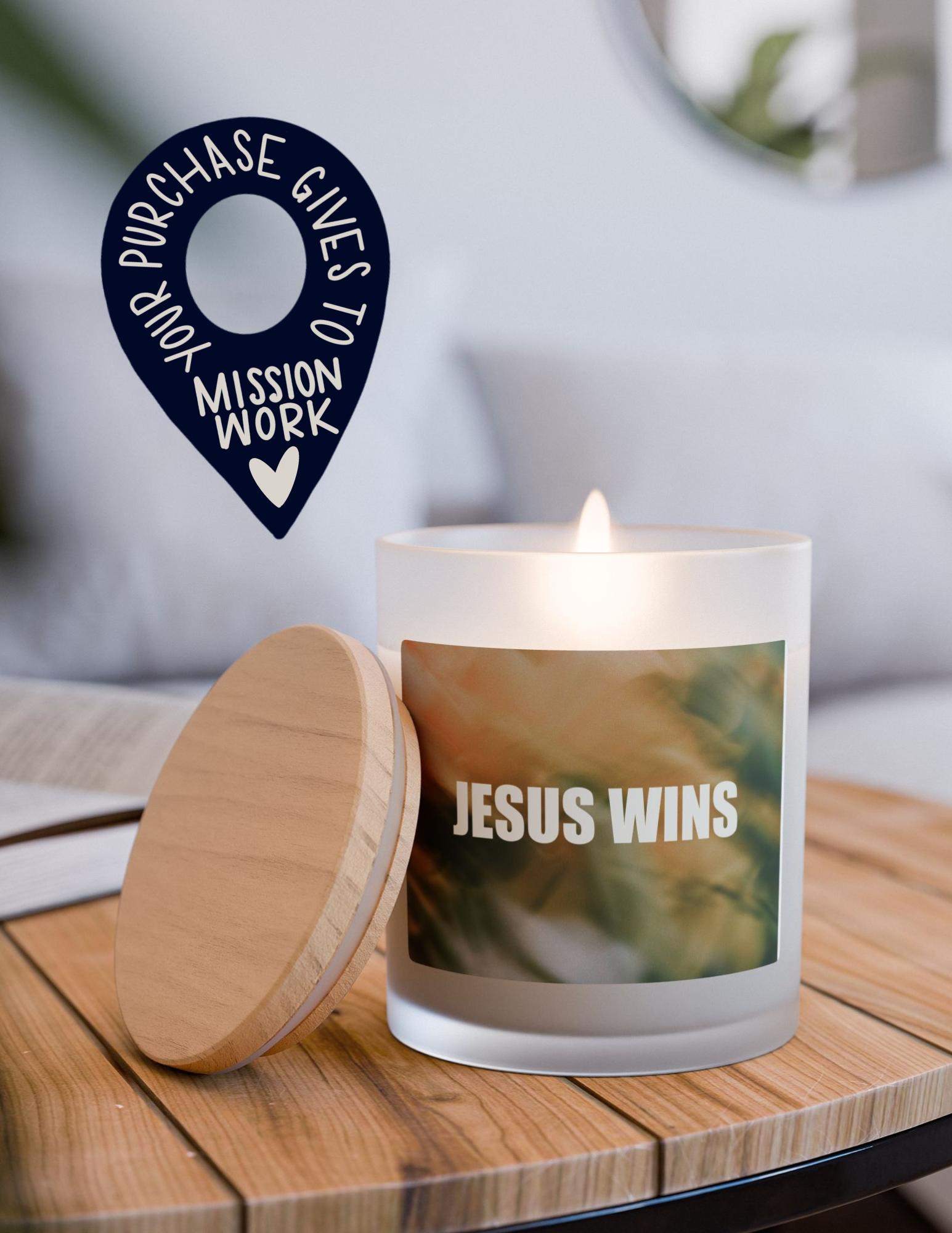 Jesus Wins Wooden Wick Candle