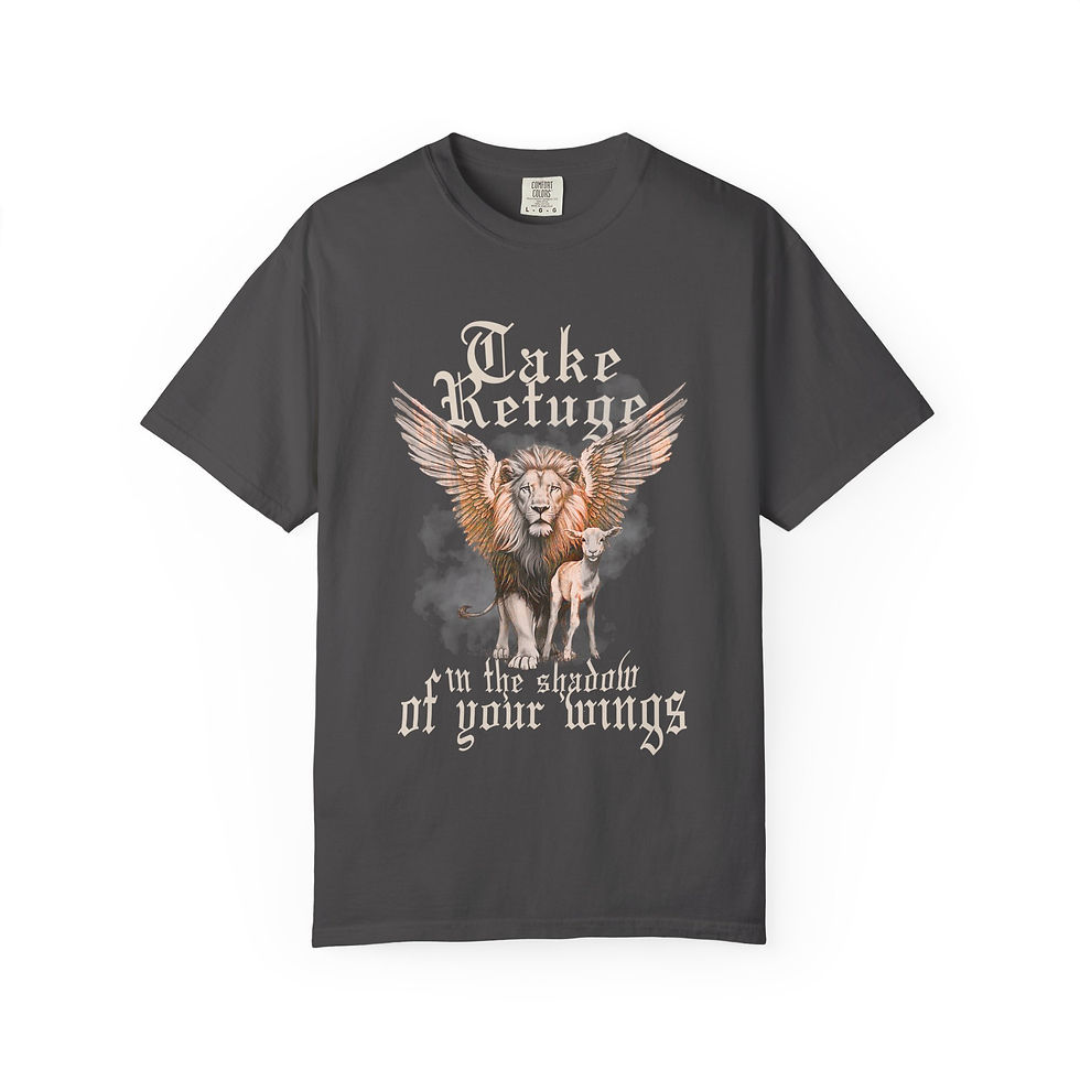 Thumbnail: Take Refuge Psalm 36 Christian T-Shirt | Lion & Lamb Comfort Colors® Tee
