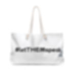 large white Solution Spaces tote bag with logo and "letTHEMspeak" on the front 