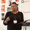 Solution Spaces founder Adrienne Baytops Paul speaking about student voice in the math classroom at the BLACK MALE EDUCATOR CONVENING.