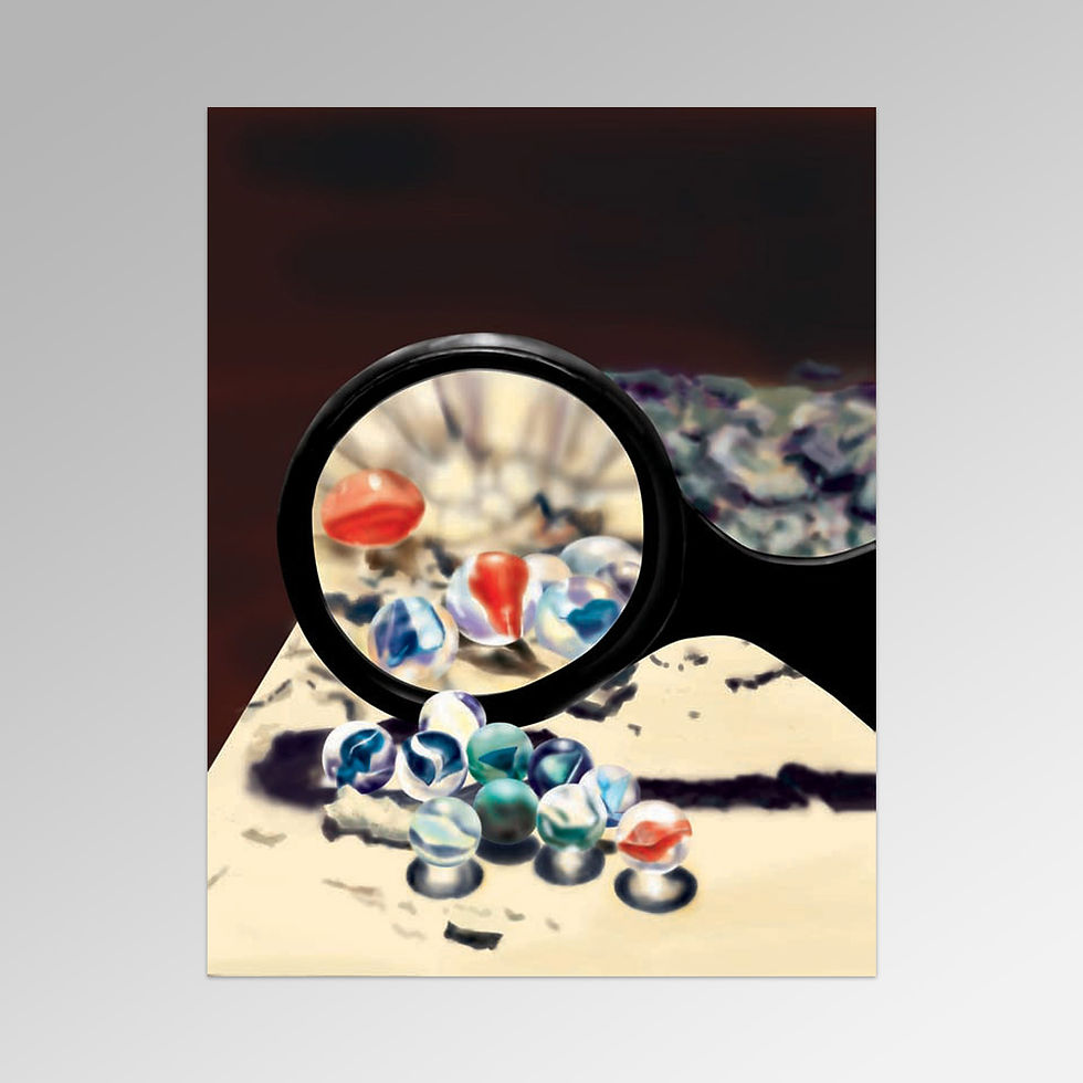 The marbles and magnifier