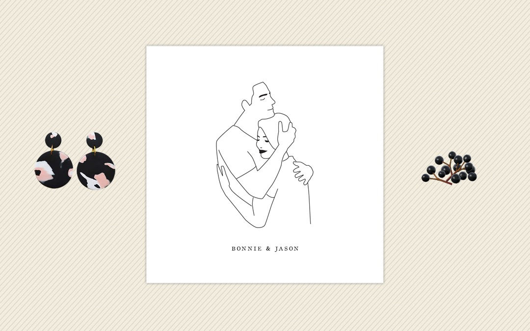 Black and white wedding invitations